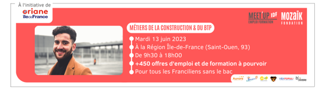 Évènement – Meet'Up Ile-de-France Emploi Formation consacré au secteur de la construction et du BTP
