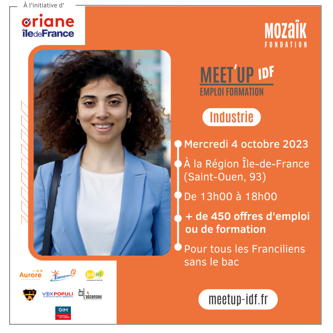 Évènement – Meet'Up Île-de-France Emploi Formation : job dating dédié au secteur de l'industrie